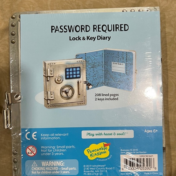 New Peaceable Kingdom Vault Door 6.25" Lock and Key, Lined Page Diary for Kids - Picture 2 of 4